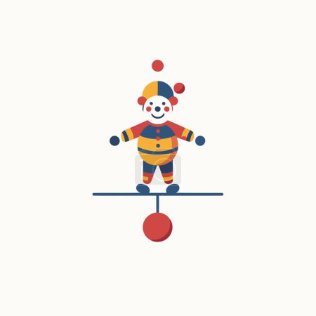 Illustration for Circus clown flat color icon. Vector illustration on white background. - Royalty Free Image