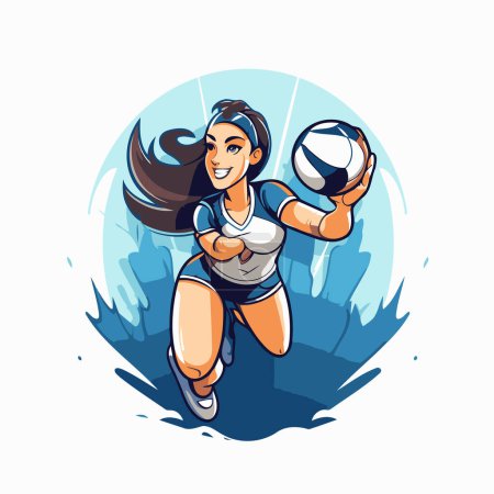 Illustration for Female volleyball player with ball. Vector illustration of a female volleyball player. - Royalty Free Image
