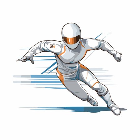 Illustration for Astronaut flying on white background. Vector illustration. Cartoon style. - Royalty Free Image