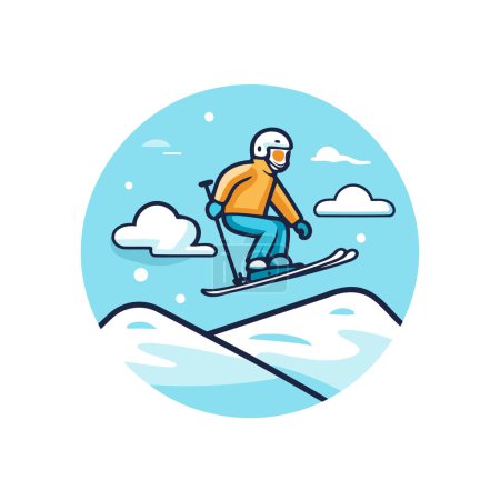 Téléchargez les illustrations : Snowboarder en snowboard. Sport d'hiver. Illustration vectorielle. - en licence libre de droit