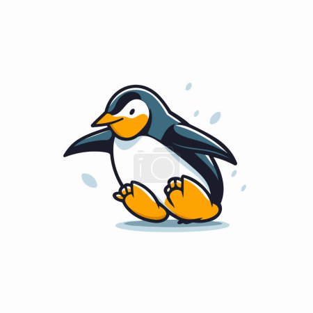 Illustration for Cute penguin cartoon vector illustration. Funny cartoon penguin character. - Royalty Free Image