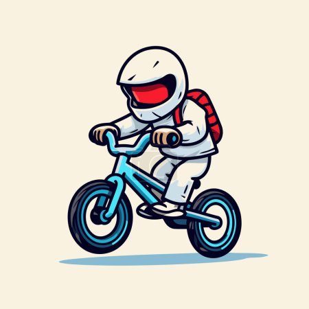 Ilustración de Ilustración vectorial de un niño en un casco montado en una bicicleta. - Imagen libre de derechos
