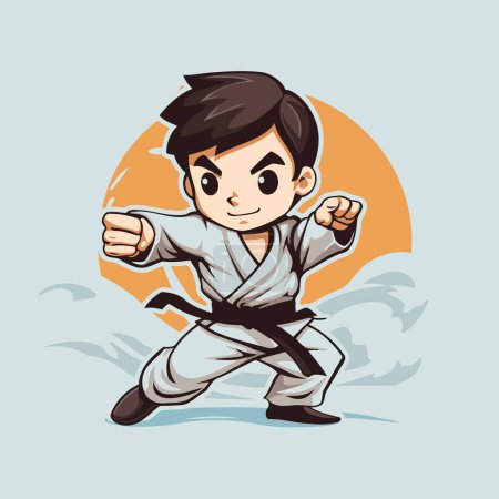 Illustration for Taekwondo boy vector illustration. Cartoon karate boy vector illustration - Royalty Free Image