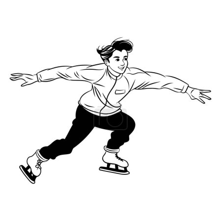 Ilustración de Patinaje artístico. Ilustración vectorial en blanco y negro de un patinador artístico. - Imagen libre de derechos