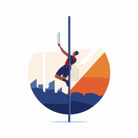 Illustration for Pole dance. Vector illustration in flat style on white background. - Royalty Free Image