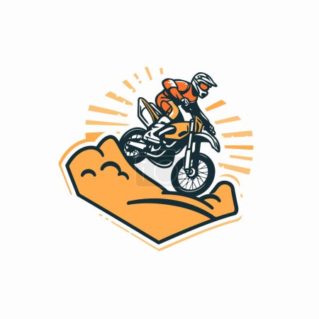 Illustration for Motocross rider on the track. Vector illustration in retro style. - Royalty Free Image