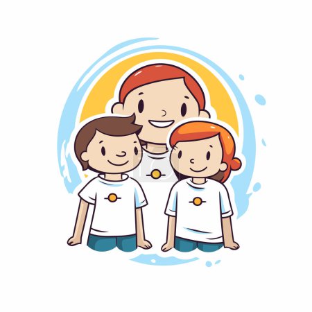 Téléchargez les illustrations : Illustration d'une famille heureuse sur fond blanc. Vecteur. - en licence libre de droit