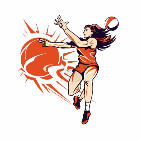 Ilustración de Jugador de voleibol con pelota. Voleibol deporte vector gráfico. - Imagen libre de derechos