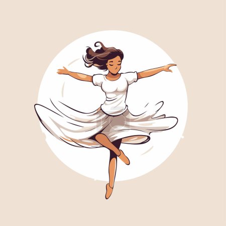 Téléchargez les illustrations : Danseuse de ballet. Illustration vectorielle d'une fille en robe blanche. - en licence libre de droit