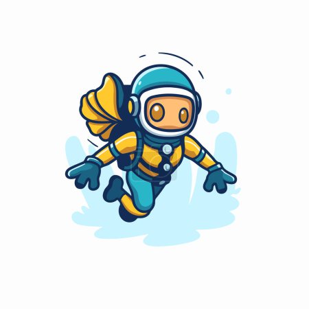Astronaut in space suit and helmet flying. vector illustration.
