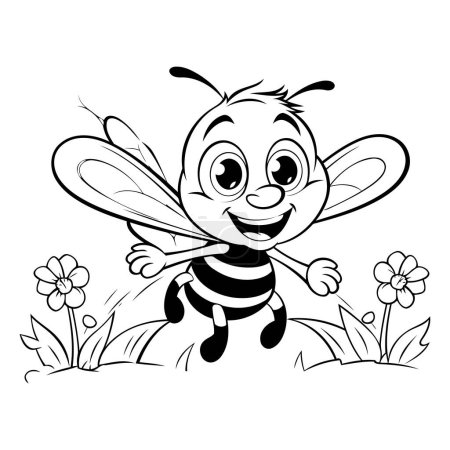 Illustration for Black and White Cartoon Illustration of Cute Bee Animal Character Coloring Book - Royalty Free Image