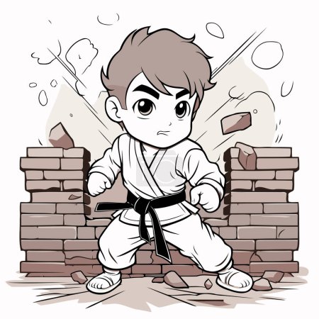 Téléchargez les illustrations : Illustration vectorielle de garçon karaté. karaté garçon en kimono - en licence libre de droit