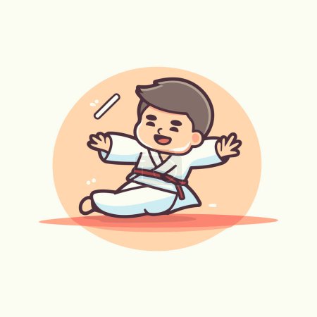 Ilustración de Karate boy en kimono. Ilustración vectorial en estilo de dibujos animados - Imagen libre de derechos
