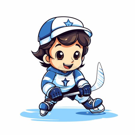 Illustration for Ice hockey player. Cartoon vector illustration isolated on a white background. - Royalty Free Image