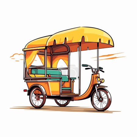 Ilustración de Tuk tuk rickshaw. Ilustración vectorial sobre fondo aislado. - Imagen libre de derechos