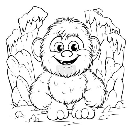 Téléchargez les illustrations : Singe - Coloriage Aperçu d'un singe mignon - en licence libre de droit