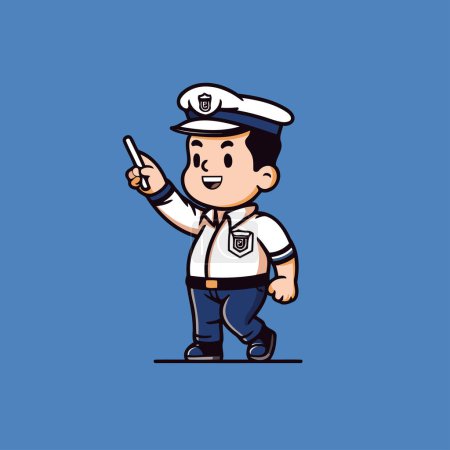Téléchargez les illustrations : Homme marin personnage de dessin animé. Illustration vectorielle dans un style plat - en licence libre de droit