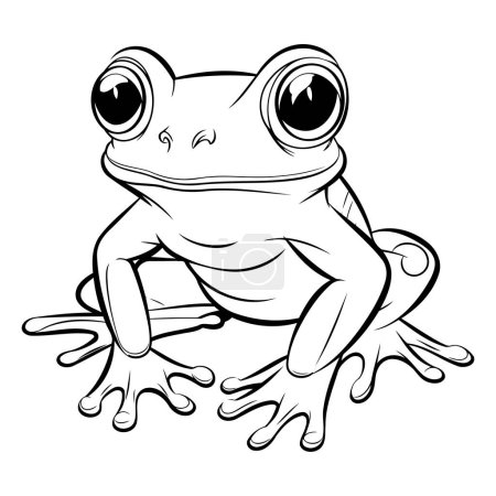 ilustración de una rana de dibujos animados sobre un fondo blanco. ilustración vectorial
