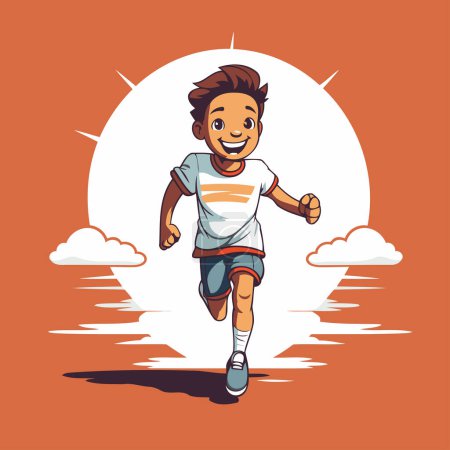 Téléchargez les illustrations : L'homme qui court. Illustration vectorielle d'un homme faisant du jogging dans le parc. - en licence libre de droit