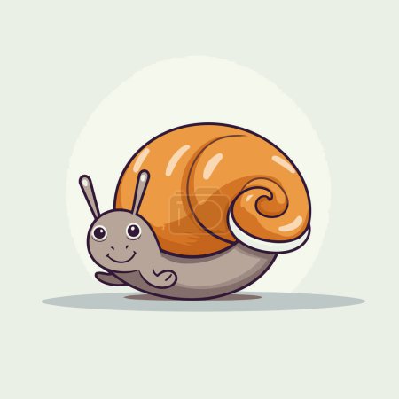 Illustration for Cartoon snail on gray background. Vector illustration of a snail. - Royalty Free Image