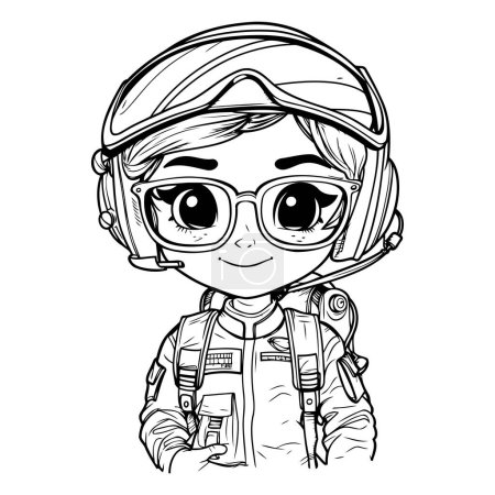 Ilustración de Lindo niño astronauta de dibujos animados con gafas y casco. Ilustración vectorial. - Imagen libre de derechos
