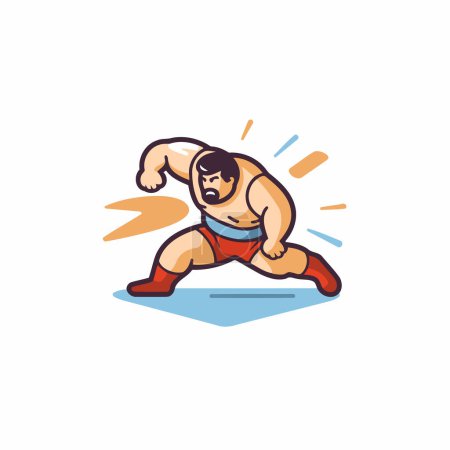 Ilustración de Sumo luchador icono de vector de color plano. Peleador japonés de artes marciales. - Imagen libre de derechos