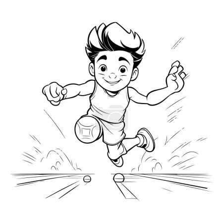 Ilustración de Un caricaturista corriendo con una pelota en la mano. Ilustración vectorial. - Imagen libre de derechos
