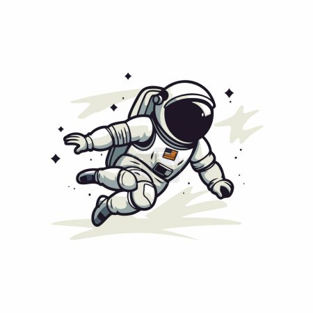 Illustration for Astronaut flying in space. Vector illustration on white background. - Royalty Free Image
