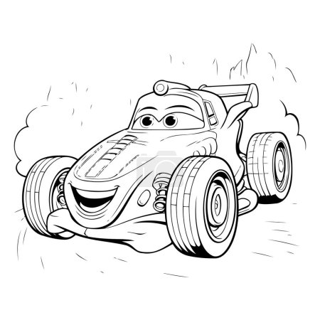 Ilustración de Ilustración de un coche deportivo en el humo sobre un fondo blanco - Imagen libre de derechos
