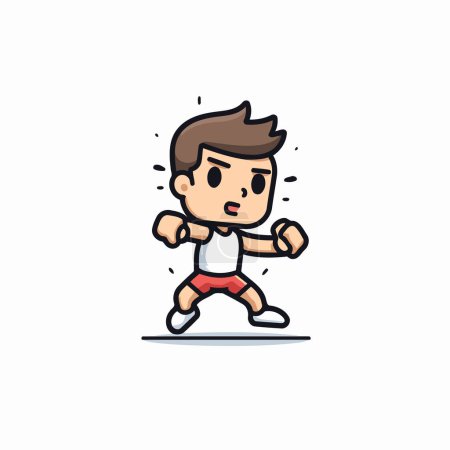 Illustration for Running boy doodle icon. vector illustration. isolated on white background. - Royalty Free Image