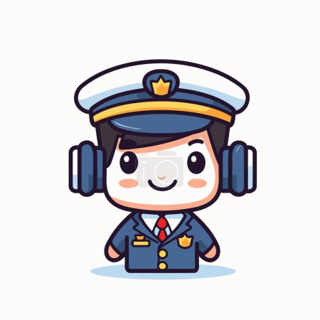 Sailor Pilot Character - Cute Cartoon Style Vector Illustration