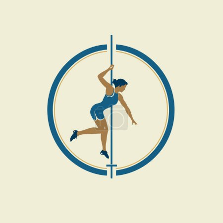 Illustration for Pole vault. Silhouette of a girl. Vector illustration. - Royalty Free Image