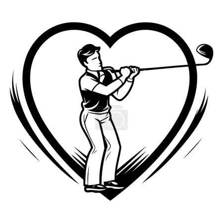 Illustration for Golfer hits the ball with a club. Vector illustration. - Royalty Free Image
