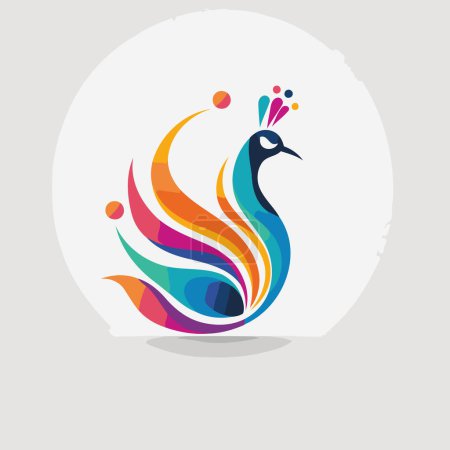 Ilustración de Plantilla de diseño de logotipo de vector de pavo real. Icono colorido pájaro. - Imagen libre de derechos