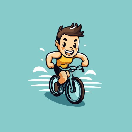Illustration for Boy Riding a Bike Vector Illustration. Cartoon Character. Sport Concept. - Royalty Free Image