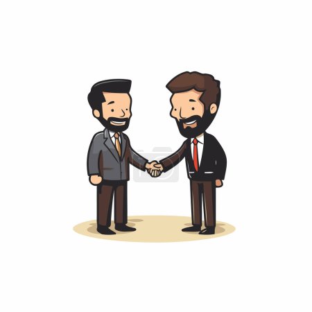 Téléchargez les illustrations : Homme d'affaires et homme d'affaires se serrant la main. Illustration vectorielle dans le style dessin animé - en licence libre de droit