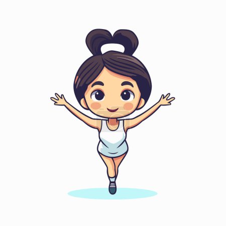 Illustration for Cute little girl doing exercises. Vector illustration in cartoon style. - Royalty Free Image