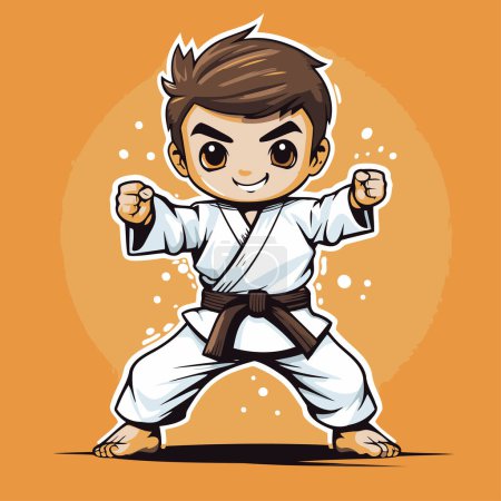 Ilustración de Caricatura de Karate boy. Ilustración vectorial de un niño karate. - Imagen libre de derechos