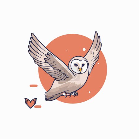 Ilustración de Ilustración vectorial de un búho volador con un corazón en su pico - Imagen libre de derechos