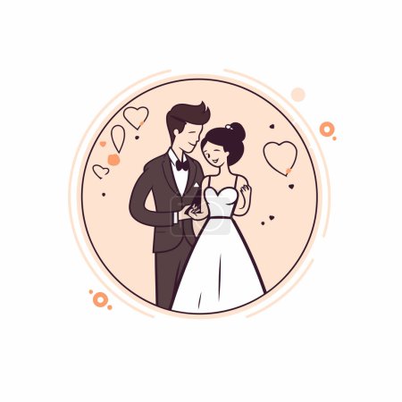 Illustration for Wedding couple in love. Vector illustration in cartoon style. - Royalty Free Image