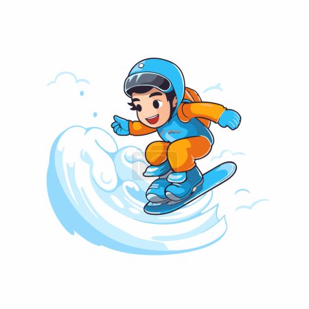 Téléchargez les illustrations : Snowboarder. Illustration vectorielle de bande dessinée isolée sur fond blanc. - en licence libre de droit