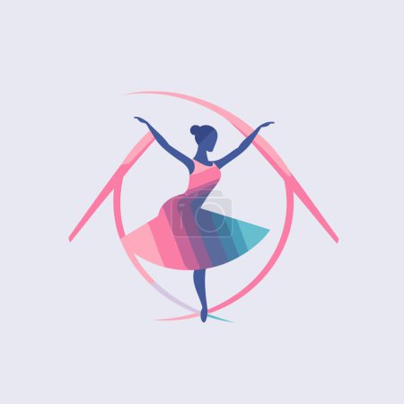 Téléchargez les illustrations : Logo vectoriel danseur de ballet. Silhouette ballerine isolée sur fond clair. - en licence libre de droit