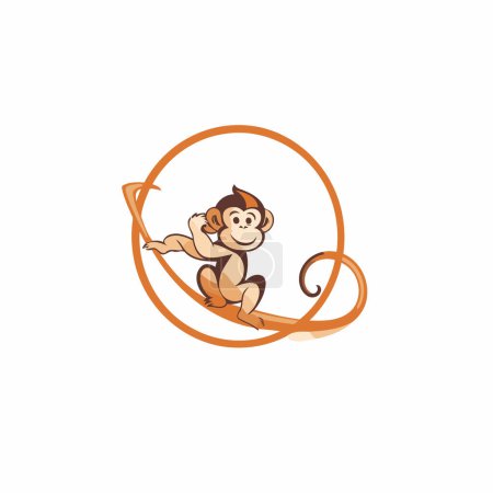 Illustration for Monkey Logo Template vector Illustration. Cartoon Monkey Logo Design. - Royalty Free Image