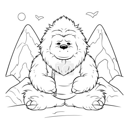 Illustration for Cartoon illustration of chow-chow dog sitting on the ground. - Royalty Free Image