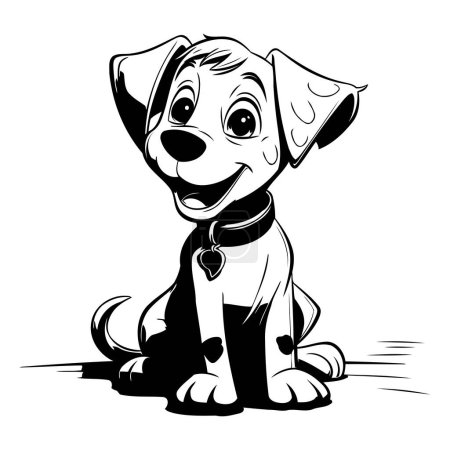Illustration for Vector image of a cute cartoon dog sitting on a white background. - Royalty Free Image