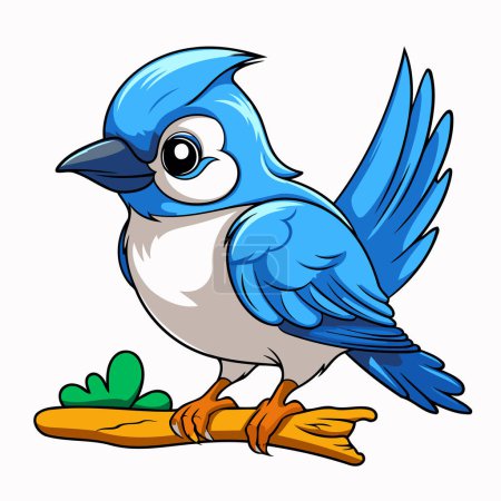 Téléchargez les illustrations : Un oiseau bleu sur une branche. Illustration vectorielle d'un oiseau bleu. - en licence libre de droit