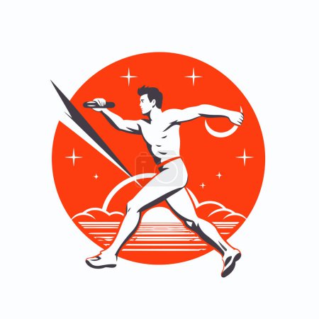 Illustration for Kung fu man with katana sword. Martial arts. Vector illustration - Royalty Free Image