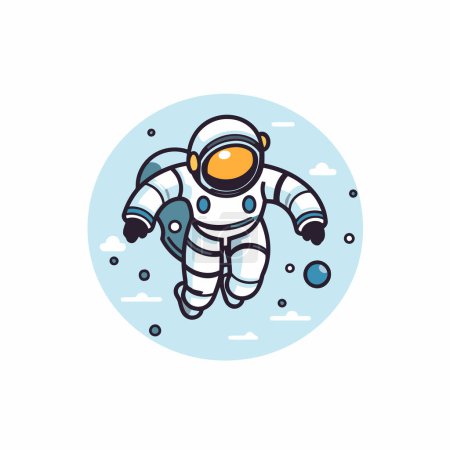 Illustration for Astronaut flat icon. Vector illustration of astronaut in outer space. - Royalty Free Image