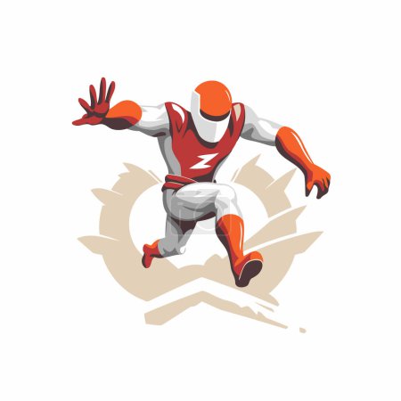 Superhéros superhéros en cours d'exécution isolé sur fond blanc. Illustration vectorielle de mascotte de sport de super héros.