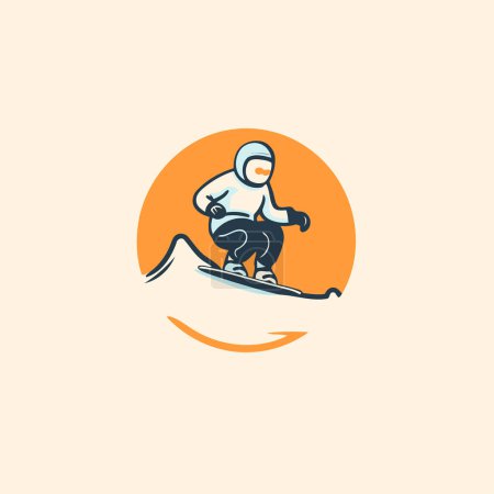 Téléchargez les illustrations : Logo Snowboarder. Illustration vectorielle de l'icône du snowboarder. - en licence libre de droit